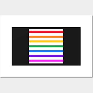 White and rainbow stripes - horizontal Posters and Art